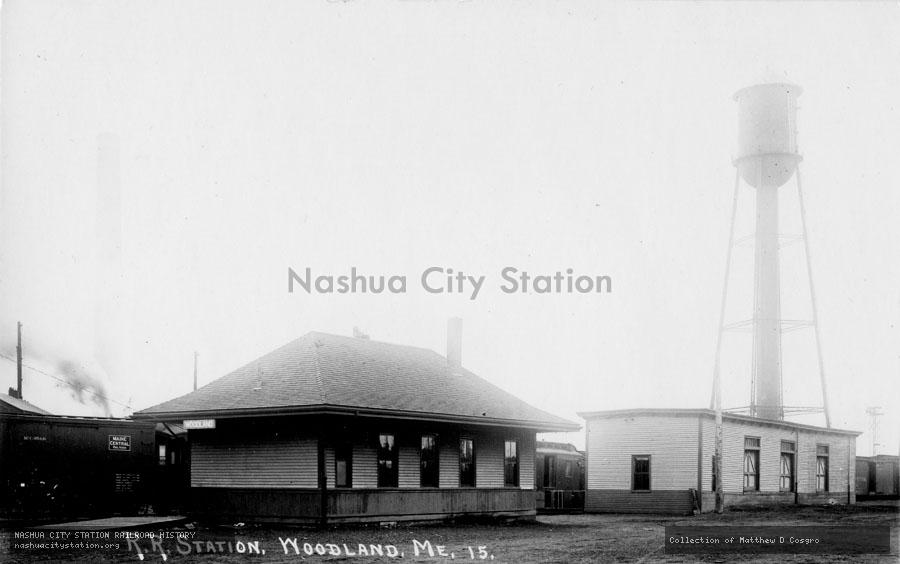 Postcard: Railroad Station, Woodland, Maine